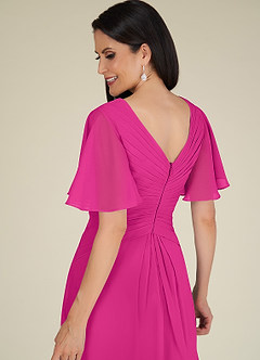 Azazie Morning Glory Final Sale Agave A-Line V-Neck Ruched Chiffon Dress image5
