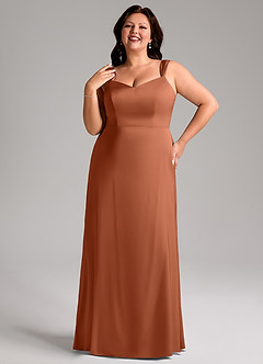 Azazie Denice Bridesmaid Dresses Cedar Rose Sheath Pleated Stretch Satin Dress image10