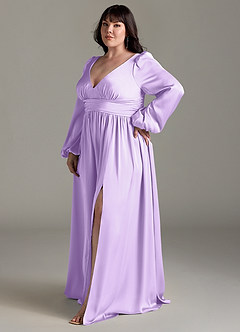 Azazie Norah Bridesmaid Dresses Lilac A-Line Stretch Satin Dress image11