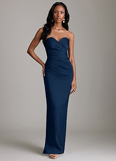 Azazie Sonora Suknie dla druhen Osłona Bez ramiączek Satyna elastyczna Do ziemi Sukienka image6