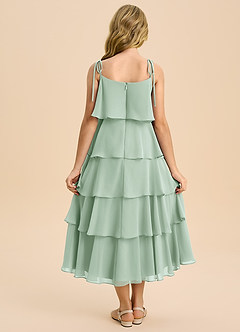 Azazie Shortcake Junior Vestido de Agave de Gasa de Corte en A con Lazo image2