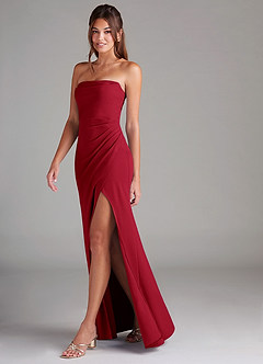 Azazie Leonis Bridesmaid Dresses Scarlet Sheath Strapless Stretch Crepe Convertible Dress image7