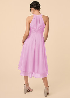 Azazie Linna Junior Candy Pink A-Line Pleated Chiffon Dress image2