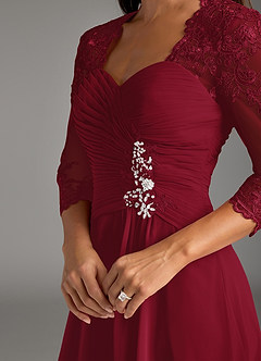 Azazie Devereaux Abiti per la Madre della Sposa Abito A-Line in Chiffon Pizzo Borgogna image5