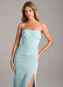 Azazie Chantel Robes de demoiselle d'honneur Robe Fourreau Convertible en Mousseline de soie Sans bretelle Brume image2