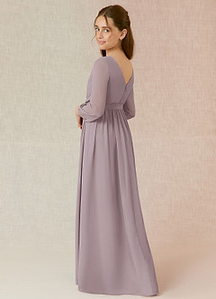 Azazie Angelica Junior Abito A-Line in Chiffon Plissettato Dusk image2