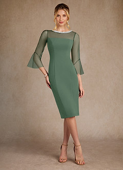 Azazie Bellevue Mother of the Bride Dresses Eucalyptus Sheath Beaded Stretch Crepe Dress image4