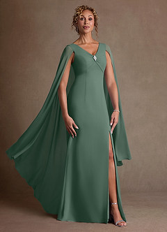 Azazie Boudica Klänningar till brudens mor Klä A-Line i Chiffong Plisserad Eukalyptus image1