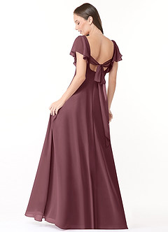 Azazie Syenna Jurken voor bruidsmeisjes Jurk van Chiffon met A-Lijn Ruches Sangria image2