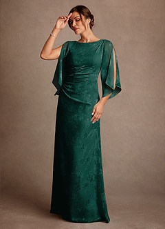 Azazie Anaheim Klänningar till brudens mor Klä Tubklänning i Blommig Utbrändhet Plisserad Tallgrön image2