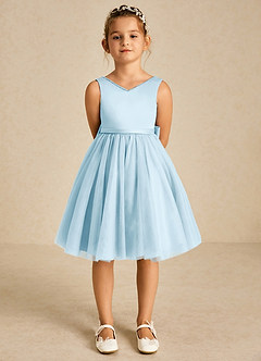 Azazie Sarina Final Sale Black A-Line Bow Tulle Dress image2