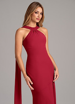 Azazie Kinsley Bridesmaid Dresses Scarlet Mermaid Pleated Chiffon Dress image7