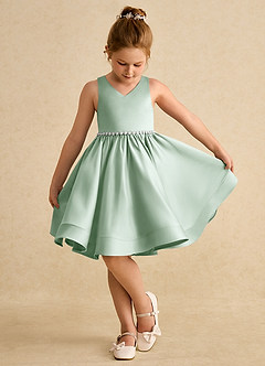 Azazie Julietta Flower Girl Dresses Agave Ball-Gown Convertible Tulle Dress image4