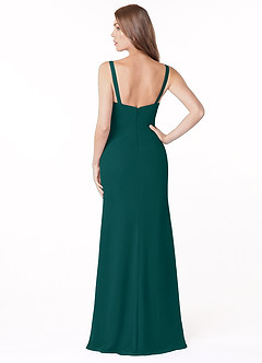 Azazie Salma Bridesmaid Dresses Peacock Sheath Side Slit Chiffon Dress image2