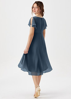 Azazie Graciela Junior Neptune A-Line Pleated Chiffon Dress image6