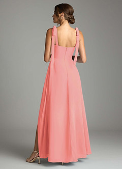 Azazie Debra Bridesmaid Dresses Coral A-Line with Pockets Chiffon Convertible Dress image10
