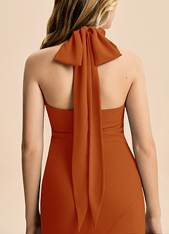 Azazie Velli Junior Meerjungfrau-Linie Hoher Kragen Chiffon Kleid Paprika image6