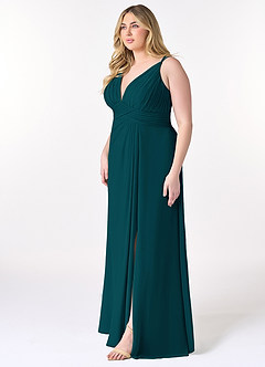 Azazie Maren Allure Bridesmaid Dresses Pine A-Line V-Neck Lace Chiffon Dress image8