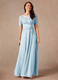 Azazie Raissa Kleider für die Brautmutter A-Linie Spitze Chiffon Kleid Himmelblau image5