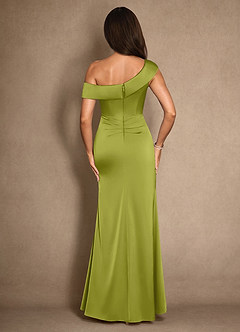 Azazie Hamptons vestidos de madre de la novia Vestido de Hierba De Limón de Satén Elástico de Corte en A con Plisado image2