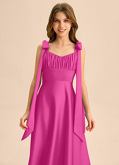 Azazie Halley Junior Klä av A-Line i Stretch Satin Rosett image6