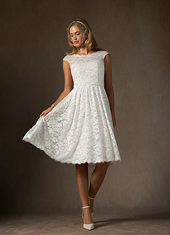 Azazie Ginnie Abiti da Sposa Abito A-Line in Pizzo Bianco Diamante image6