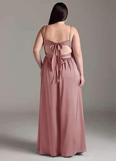 Azazie Zeya Bridesmaid Dresses Dusty Rose A-Line Pleated Stretch Satin Dress image10