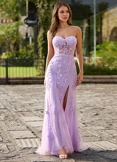 Lacefloral Purper Zijde-achtige satijnen galajurk image3