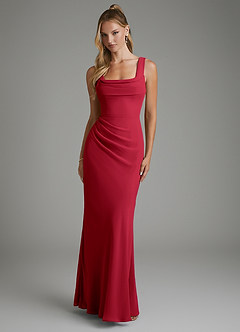 Azazie Asa Bridesmaid Dresses Scarlet Sheath Corset Chiffon Dress image1