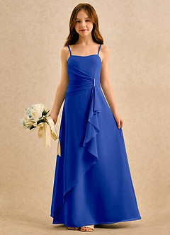 Azazie lolly Girls Formal Robe Demoiselle D'honneur Fillette Robe Trapèze en Mousseline de soie Plissée Bleu Roi image3