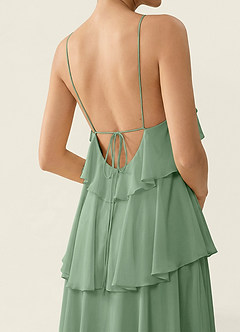 Nevieve Matcha Abito da vacanza in chiffon con volant e rivestimento in raso image6