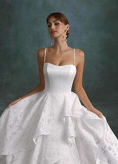 Azazie Cally Wedding Dresses Diamond White Ball-Gown Strapless Floral Burnout Dress image7