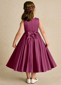 Azazie Lady Flower Girl Dresses Mulberry A-Line Pleated Matte Satin Dress image2