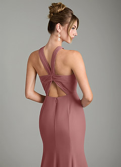 Azazie Rue Bridesmaid Dresses Desert Rose A-Line Halter Chiffon Dress image6