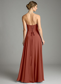 Azazie Ayla Abiti da Damigella Abito A-Line in Chiffon Scollo a Cuore Auburn image3