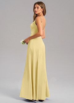 Azazie Talina Brautjungfernkleider A-Linie Stretch-Satin Kleid Zitronensorbet image6