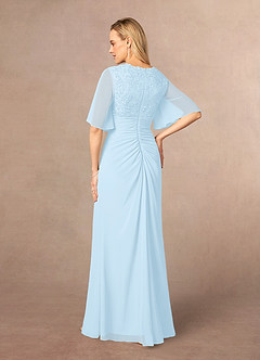 Azazie Carson Mother of the Bride Dresses Sky Blue A-Line V-Neck Lace Chiffon Dress image3
