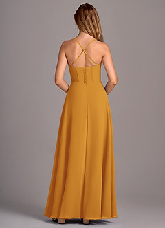 Azazie Carolyn Bridesmaid Dresses Butterscotch A-Line Pleated Chiffon Dress image6