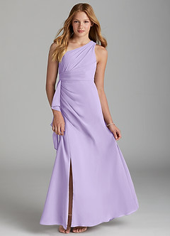 Azazie Maive Junior Lilac A-Line Pleated Chiffon Dress image4