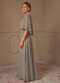 Azazie Bowie Mother of the Bride Dresses Taupe A-Line Chiffon Dress image4
