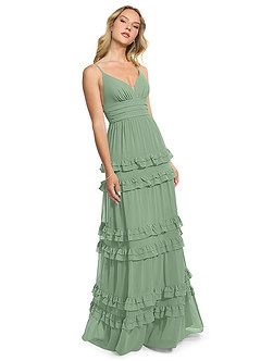Azazie Rachel Abiti da Damigella Abito A-Line in Chiffon Matcha image3