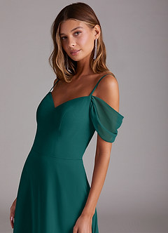 Azazie Marley Bridesmaid Dresses Peacock A-Line Off the Shoulder Chiffon Convertible Dress image8