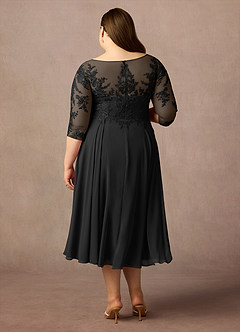 Azazie Marge Abiti per la Madre della Sposa Abito A-Line in Chiffon in Pizzo con Scollo a U Nero image7