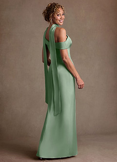 Azazie Kamala Suknie dla Matki Panny Młodej Osłona Jedno ramię Satyna elastyczna Długość podłogi Sukienka image5