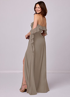 Barbie ♥ Azazie Bridesmaid Dresses Taupe A-Line Off the Shoulder Chiffon Convertible Dress image3