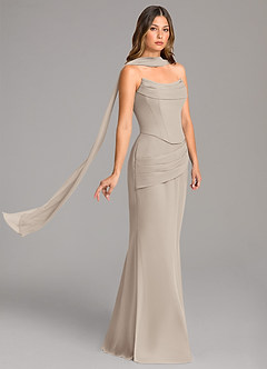 Azazie Sorrel Bridesmaid Dresses Frost Mermaid Corset Chiffon Dress image4
