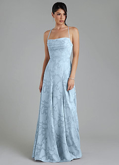 Azazie Tatum Bridesmaid Dresses Sky Blue A-Line Corset Floral Burnout Dress image1