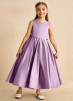 Azazie Cailee Blumenmädchenkleider Ballkleid Plissee Matte Satin Kleid Blauregen image5