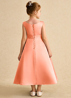 Azazie Eve Abiti da Ragazza di Fiori Abito A-Line in Raso Opaco Plissettato Tramonto image2