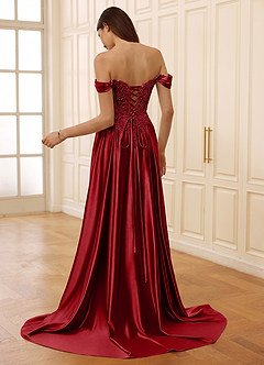 Rowane Czerwony Suknia balowa z gorsetem i koronką z kryształkami image9